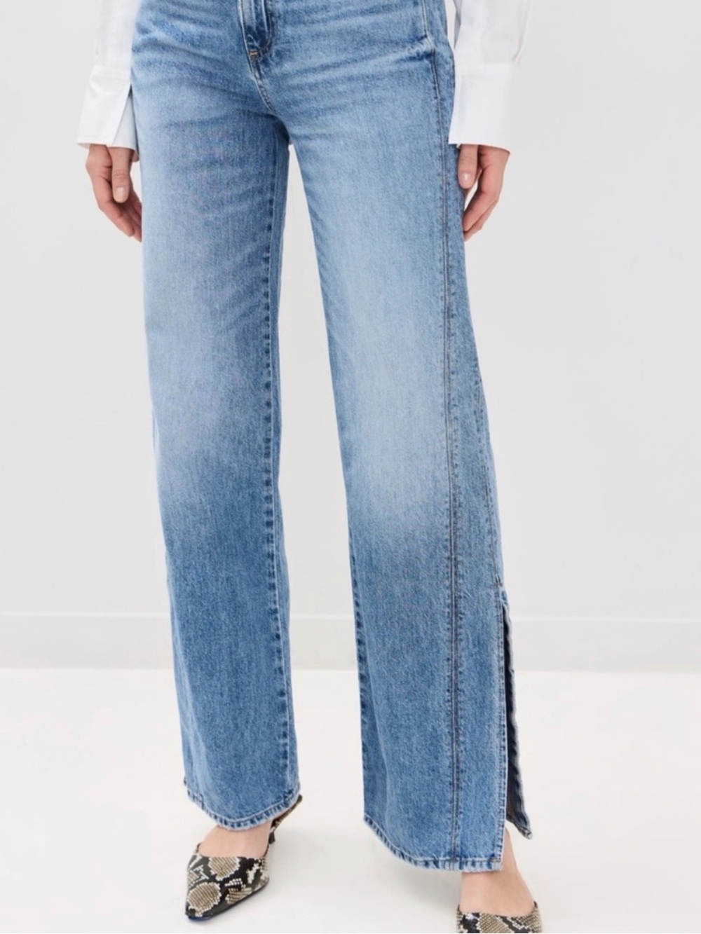TWP Split-Side Denim Wide-Leg Pants - women's size 27